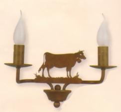 Modell 2, 2 flammige Wandleuchte mit Kuh-Motiv